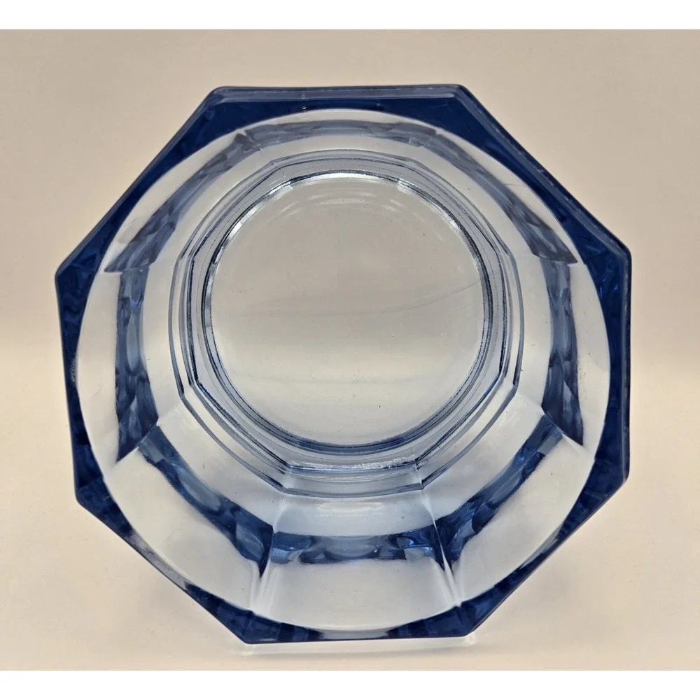 Vintage Ice Blue‎ Heavy Indiana Glass Faceted... Trinket Or Candy Dish